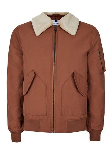 Topman Mens Red Rust Flight Jacket