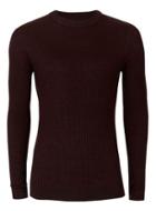 Topman Mens Red Burgundy Twist Ribbed Muscle Fit Sweater