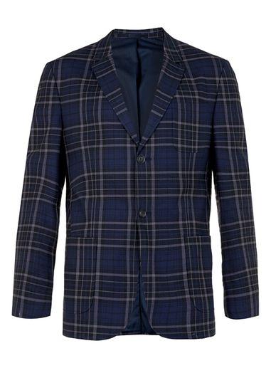Topman Mens Blue Co-ord Navy Check Skinny Fit Blazer
