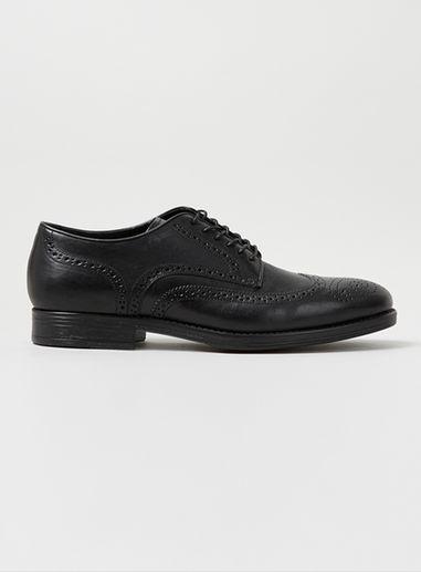 Topman Mens Black Leather Brogues