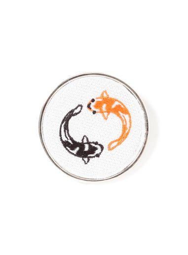 Topman Mens Orange Silver Look Fabric Fish Brooch*