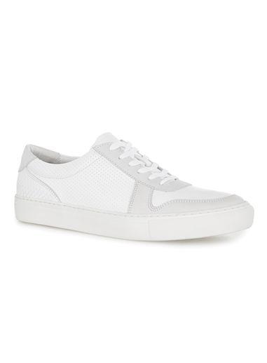 Topman Mens Black White Leather Retro Premium Sneakers