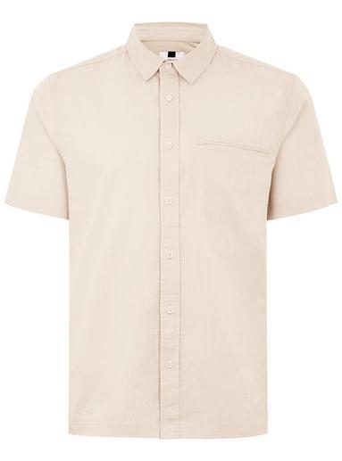 Topman Mens Beige Stone Slub Short Sleeve Shirt