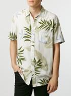 Topman Mens White/green Plant Print Short Sleeve Casual Shirt