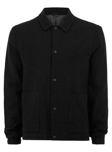 Topman Mens Black Textured Smart Coach Jacket