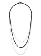 Topman Mens Silver Look And Black Multi Row Chain Necklace*
