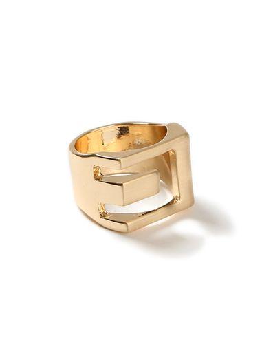 Topman Mens Gold Look Cut Out Ring*