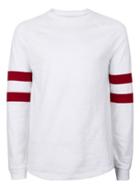Topman Mens White And Red Long Sleeve Racer Raglan T-shirt