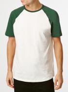 Topman Mens Cream Ecru And Green Raglan T-shirt