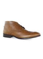 Topman Mens Brown Tan Leather Throne Brogue Boots