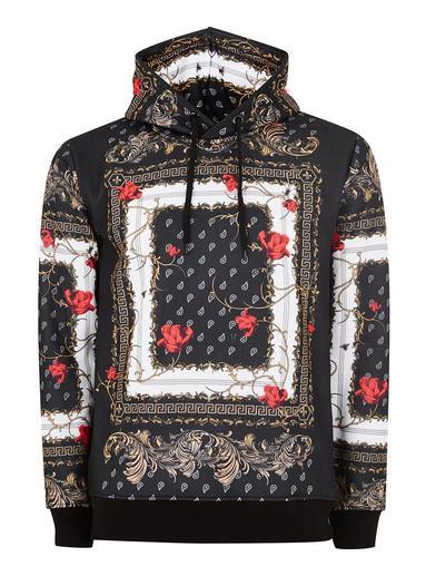 Topman Mens Criminal Damage's Black Baroque Print Hoodie