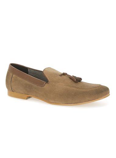 Topman Mens Brown Beige Faux Suede Tassel Loafers