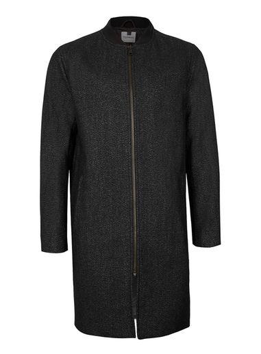 Topman Mens Black Wool Blend Longline Bomber Jacket