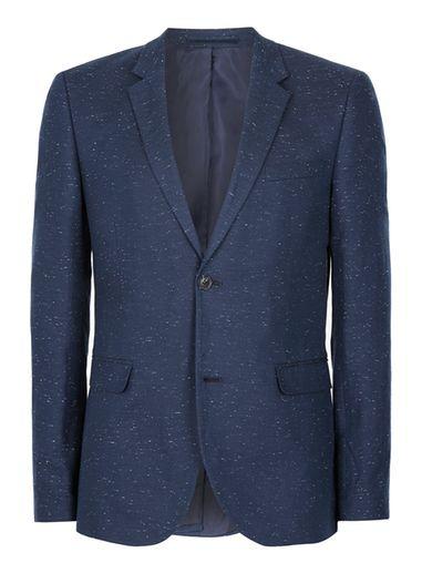 Topman Mens Blue Navy Neppy Skinny Fit Suit Jacket