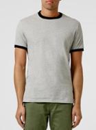 Topman Mens Grey And Black Muscle Fit Ringer T-shirt