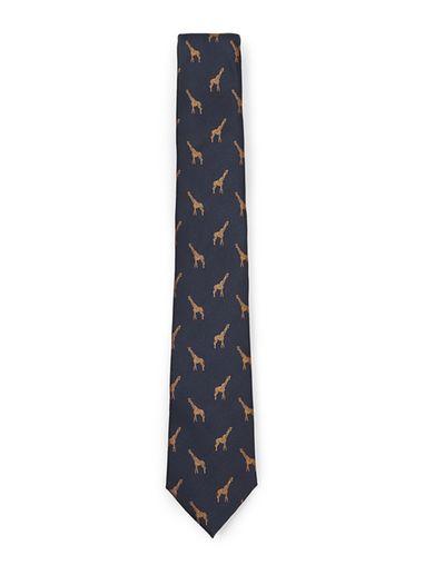 Topman Mens Navy Giraffe Print Tie