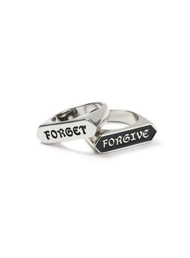 Topman Mens Black Forgive And Forget Rings*