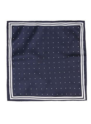 Topman Mens Blue Navy And White Bordered Pocket Square
