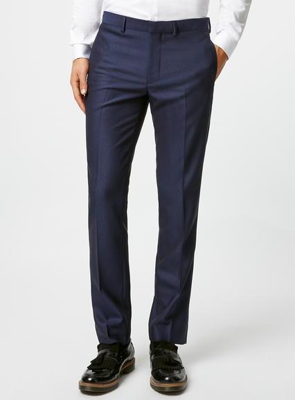 Topman Mens Blue Crepe Skinny Fit Tux Pants