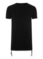 Topman Mens Black Side Tie Muscle Longline T-shirt