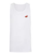 Topman Mens White Melon Embroidery Tank Top