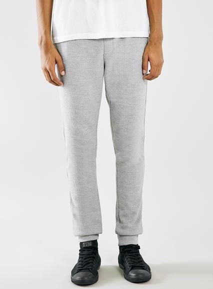 Topman Mens Grey Waffle Skinny Joggers