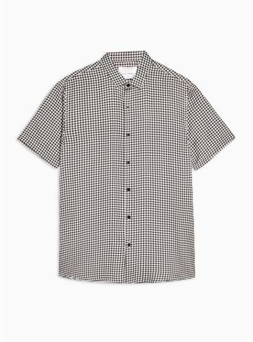 Topman Premium Mens Topman Premium Black Houndstooth Print Slim Shirt