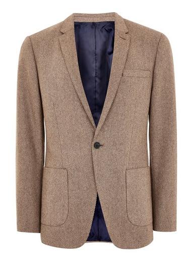 Topman Mens Brown Warm Handle Skinny Blazer