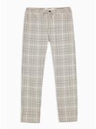 Topman Mens Stone Neutral And Navy Check Trousers
