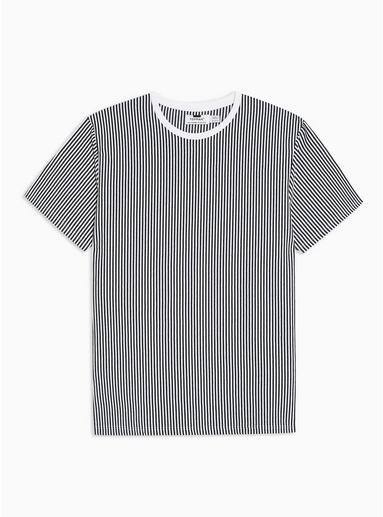 Topman Mens Navy And Ecru Stripe T-shirt