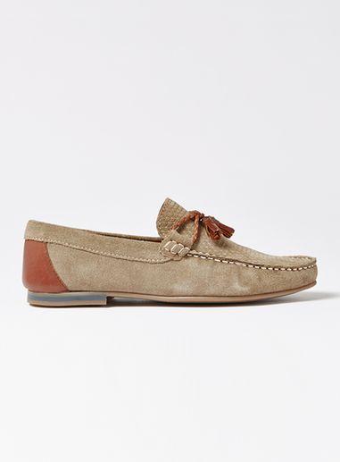 Topman Mens Khaki Suede 'stone Embossed' Tassel Loafers