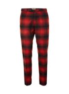 Topman Mens Noose & Monkey Red And Black Check Suit Pants