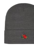 Topman Mens Grey Charcoal Gray Heart Embroidery Beanie
