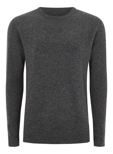 Topman Mens Grey Selected Homme Gray Merino Wool 'roger' Sweater