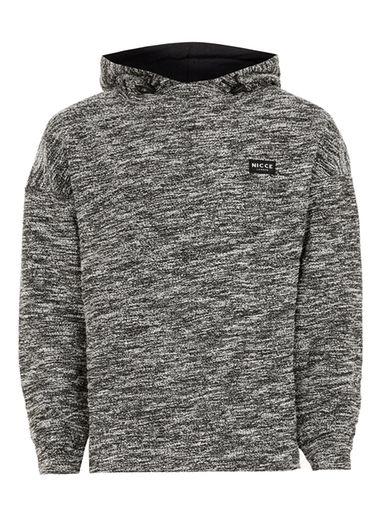 Topman Mens Nicce Grey And Black Knitted Hoodie