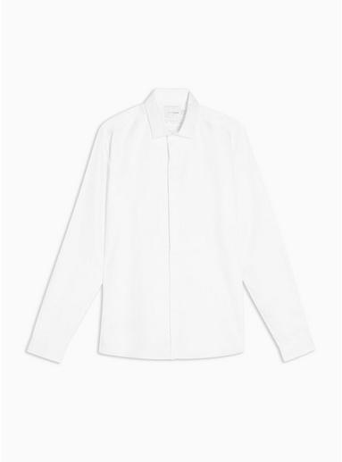 Topman Mens Premium White Egyptian Cotton Slim Shirt