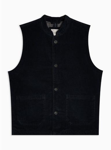 Selected Homme Mens Blue Selected Homme Navy Corduroy Organic Cotton Waistcoat