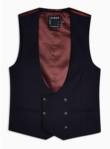 Topman Mens Red Burgundy Double Breasted Suit Vest