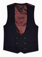 Topman Mens Red Burgundy Double Breasted Suit Vest