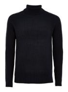 Topman Mens Navy Ribbed Roll Neck Sweater