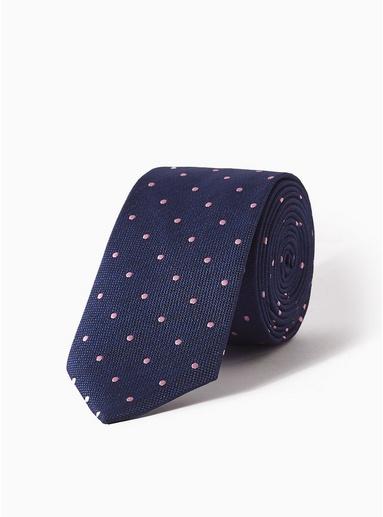 Topman Mens Navy Tie Polka Dot Tie