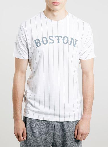 Topman Mens White Boston Stripe T-shirt