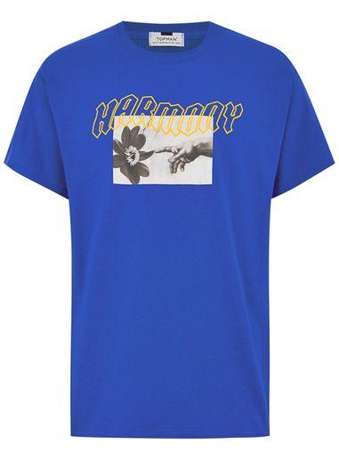 Topman Mens Blue 'harmony' T-shirt
