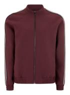 Topman Mens Red Burgundy Side Stripe Zip Up Jacket