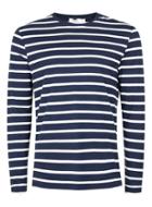 Topman Mens Navy And White Stripe Long Sleeve T-shirt