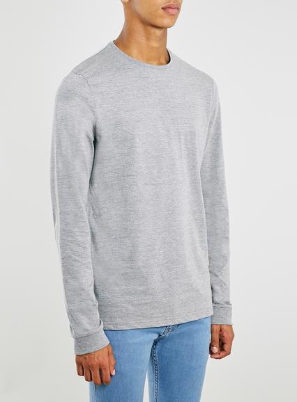 Topman Mens Grey Marl Long Sleeve T-shirt