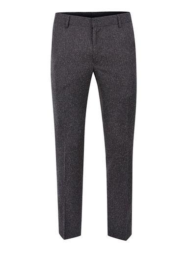 Topman Mens Brown Charcoal Salt And Pepper Ultra Skinny Fit Cropped Smart Pants