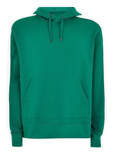 Topman Mens Blue Teal Panelled Hoodie