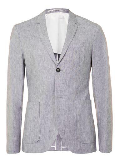 Topman Mens Light Blue Crosshatch Lightweight Skinny Fit Blazer