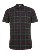 Topman Mens Green Oxford Check Short Sleeve Casual Shirt